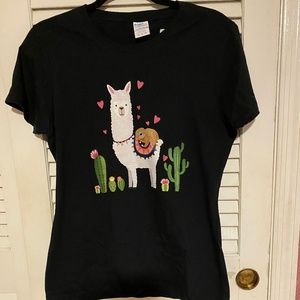 Sloth Riding Llama Heart T-shirt Size Medium